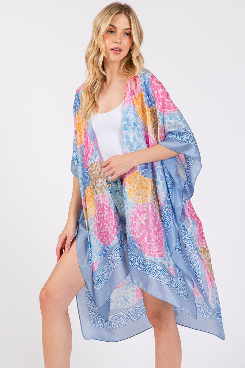 MS0421 Demi Abstract Print Silky Kimono - MiMi Wholesale