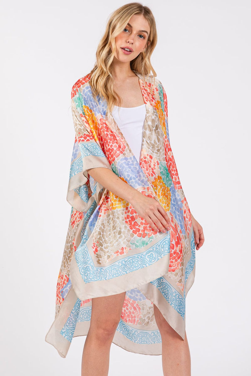 MS0421 Demi Abstract Print Silky Kimono - MiMi Wholesale