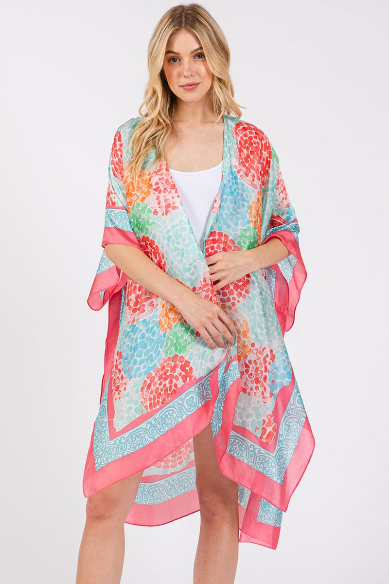 MS0421 Demi Abstract Print Silky Kimono - MiMi Wholesale