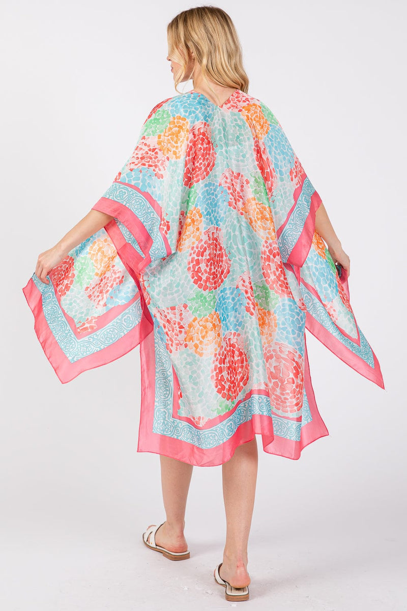 MS0421 Demi Abstract Print Silky Kimono - MiMi Wholesale