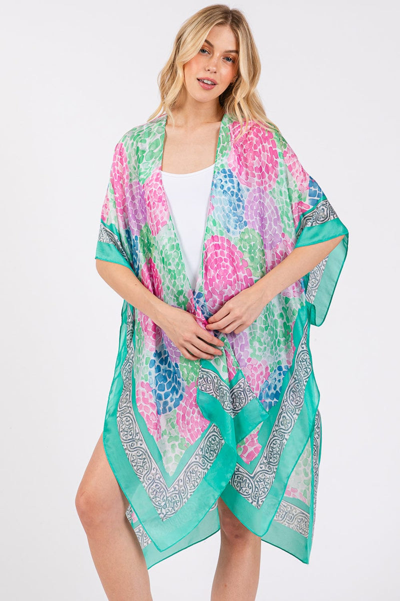 MS0421 Demi Abstract Print Silky Kimono - MiMi Wholesale