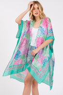 MS0421 Demi Abstract Print Silky Kimono - MiMi Wholesale