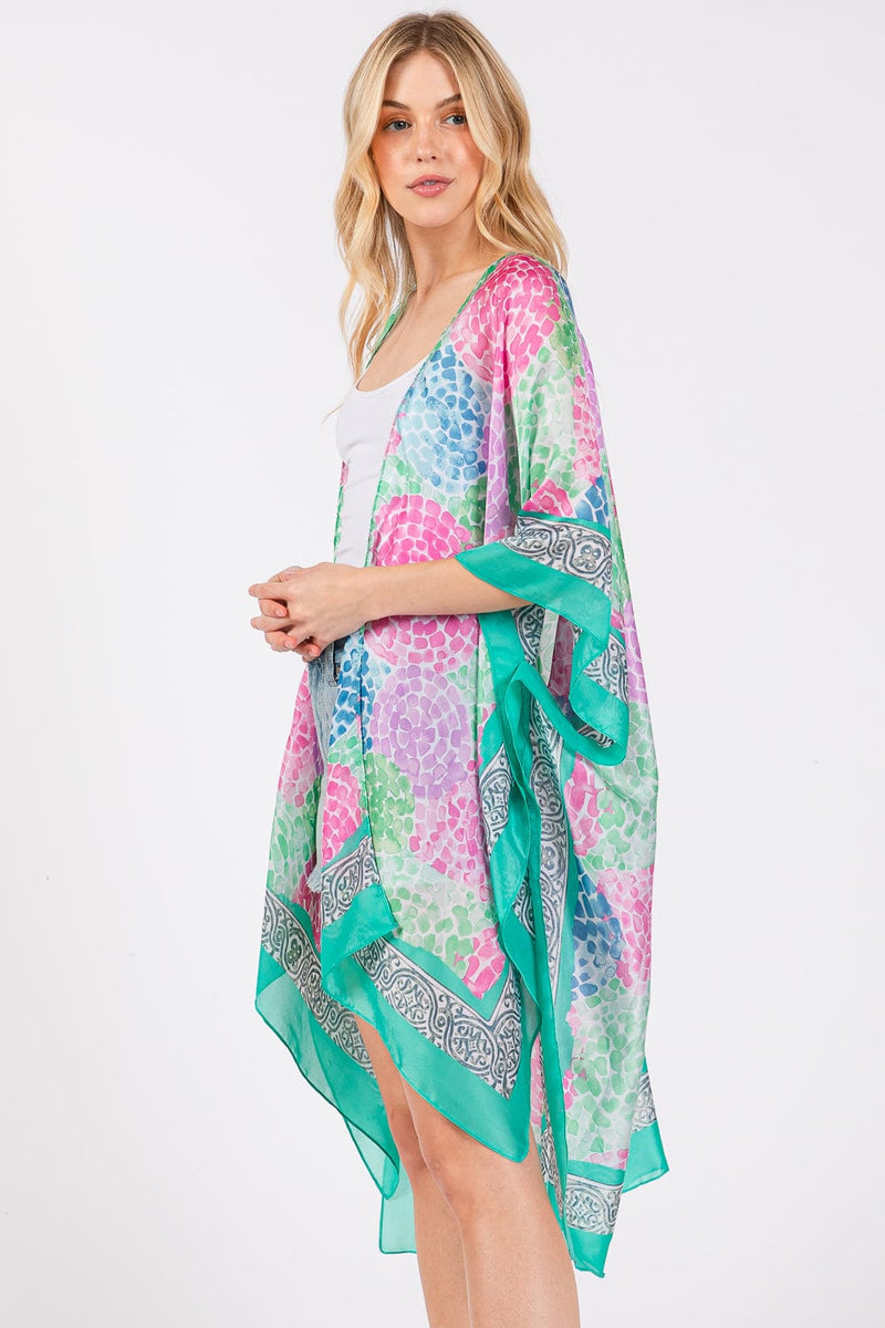 MS0421 Demi Abstract Print Silky Kimono - MiMi Wholesale