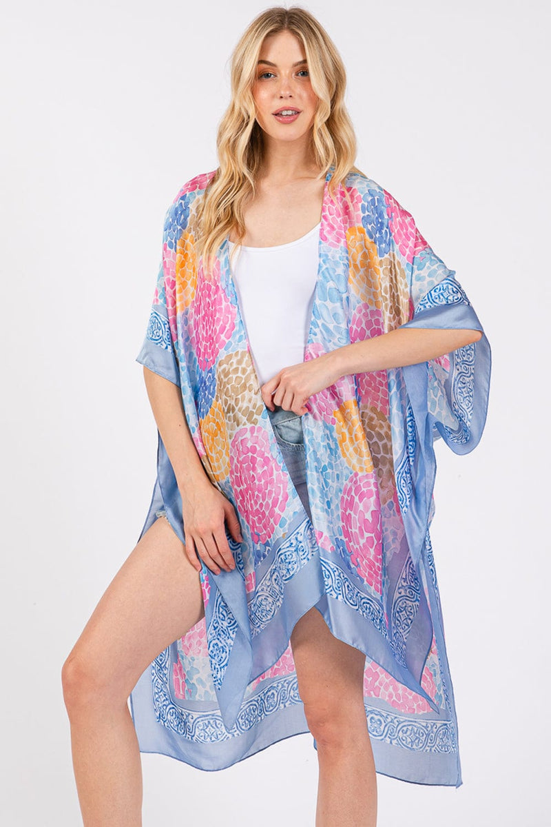 MS0421 Demi Abstract Print Silky Kimono - MiMi Wholesale