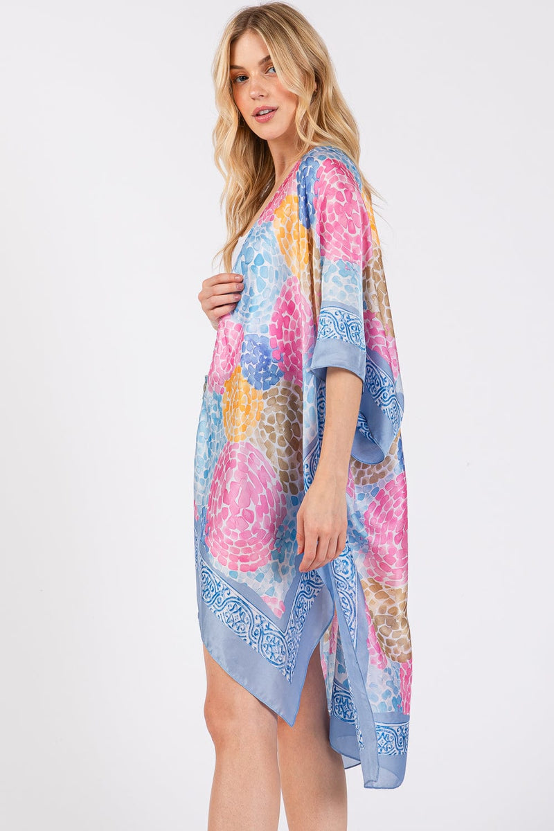 MS0421 Demi Abstract Print Silky Kimono - MiMi Wholesale