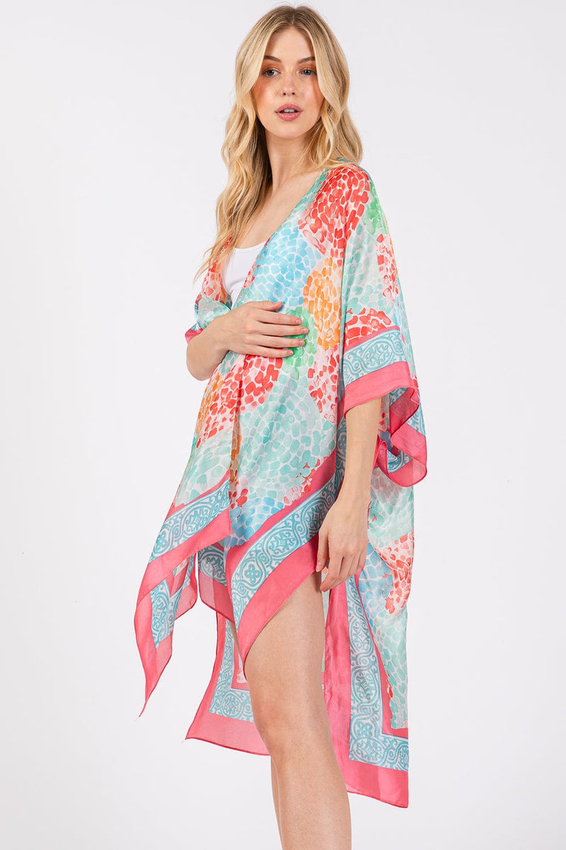 MS0421 Demi Abstract Print Silky Kimono - MiMi Wholesale