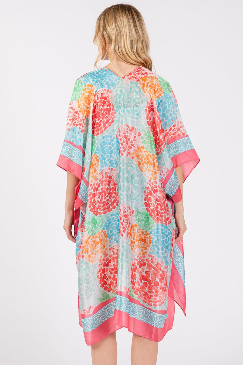 MS0421 Demi Abstract Print Silky Kimono - MiMi Wholesale