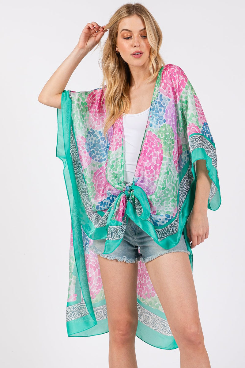 MS0421 Demi Abstract Print Silky Kimono - MiMi Wholesale