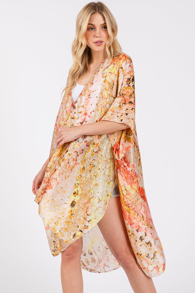 MS0422 Renae Abstract Print Silky Kimono - MiMi Wholesale