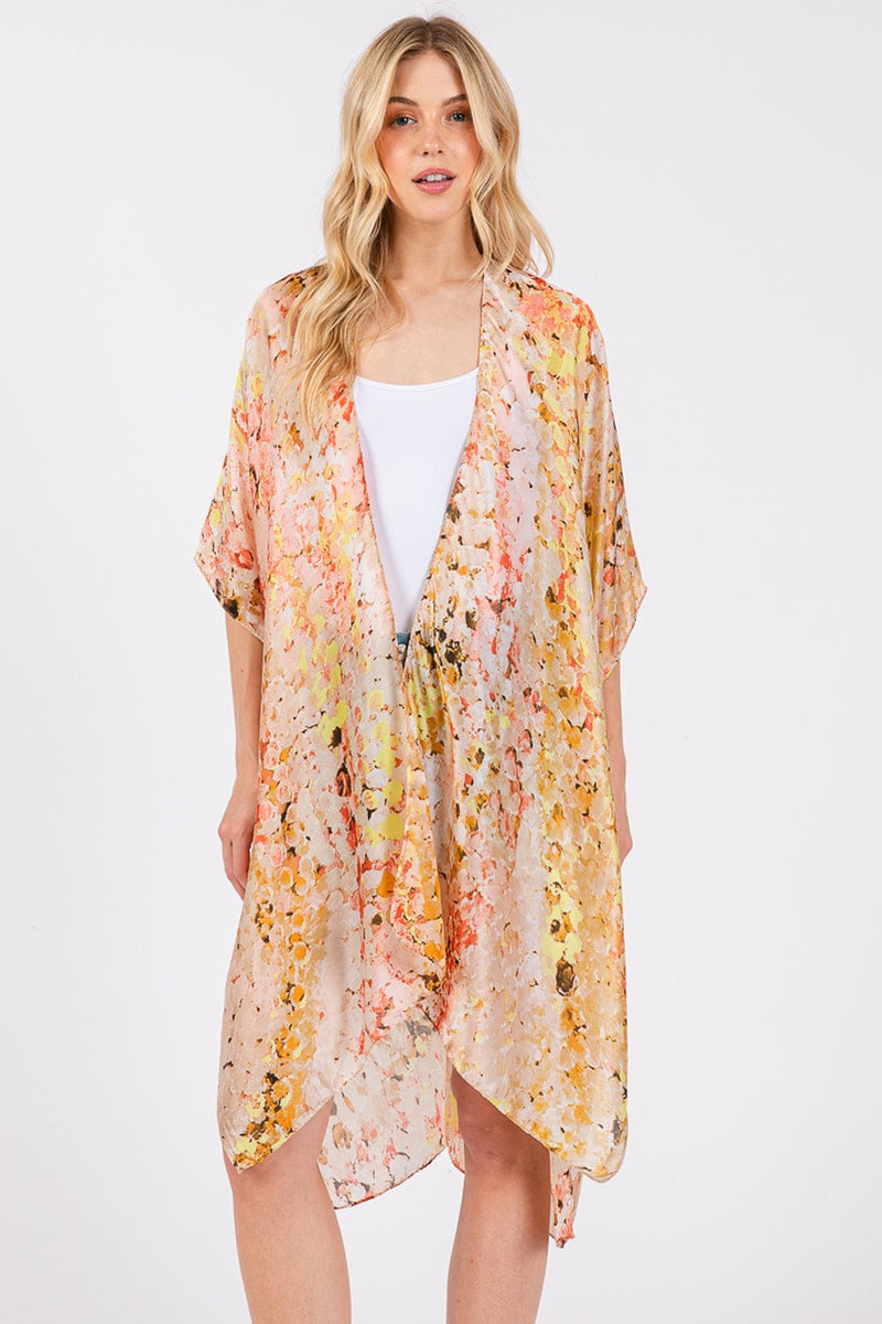 MS0422 Renae Abstract Print Silky Kimono - MiMi Wholesale