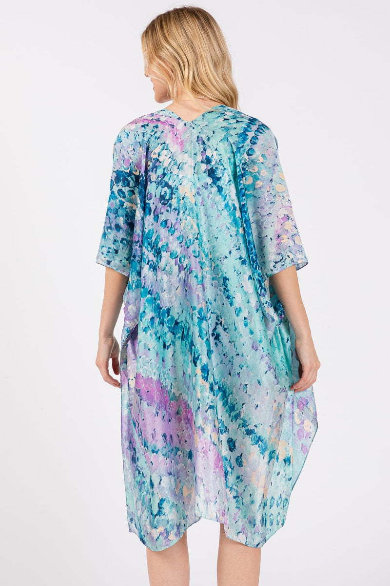 MS0422 Renae Abstract Print Silky Kimono - MiMi Wholesale