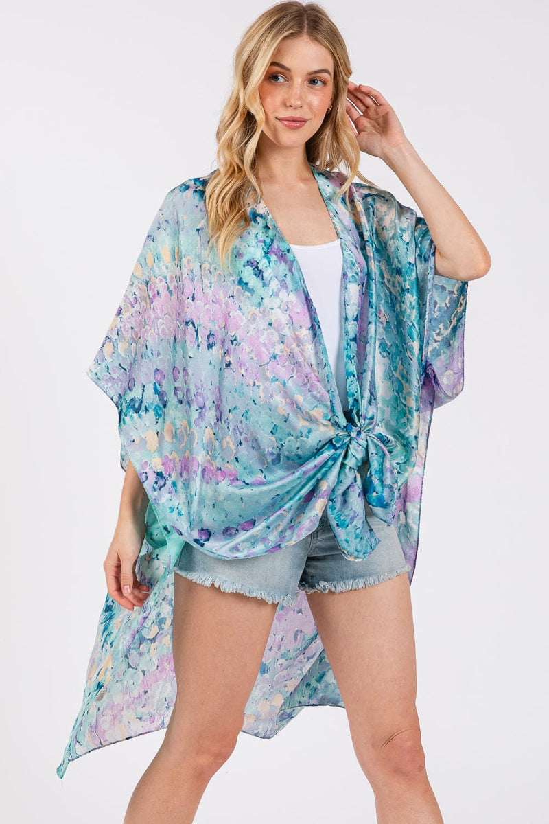 MS0422 Renae Abstract Print Silky Kimono - MiMi Wholesale