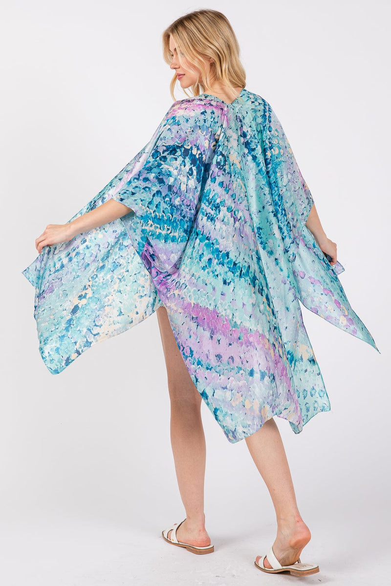 MS0422 Renae Abstract Print Silky Kimono - MiMi Wholesale