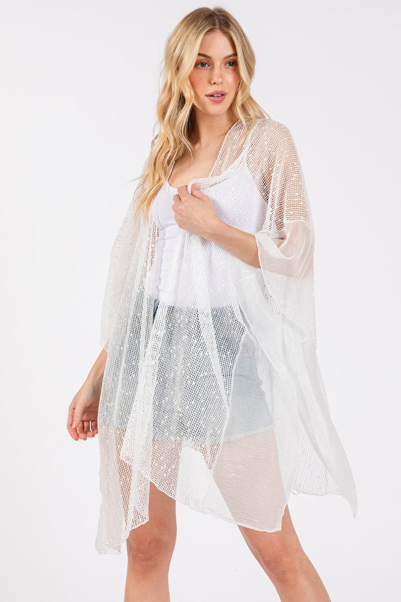 MS0425 Embellished Sequin Mesh Kimono - MiMi Wholesale