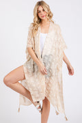 MS0427 Distressed Pattern Tassel Kimono - MiMi Wholesale