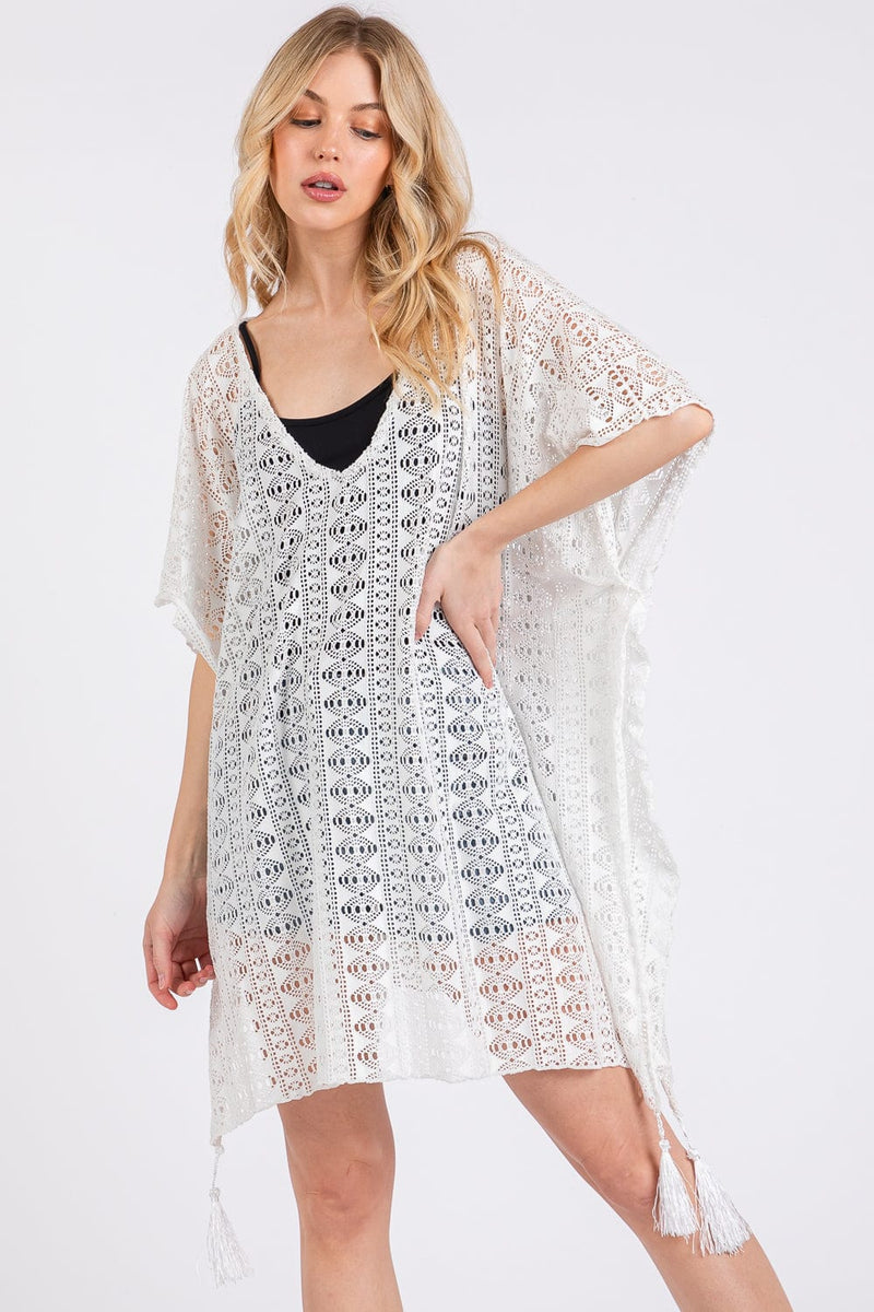 MS0433 Crochet Lace Tassel Cover Up - MiMi Wholesale