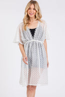 MS0434 V - Neck Detailed Crochet Lace Cover Up - MiMi Wholesale