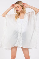 MS0438 Flower Pattern Trim Detail Cover Up - MiMi Wholesale