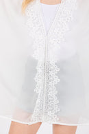 MS0438 Flower Pattern Trim Detail Cover Up - MiMi Wholesale