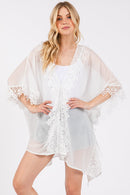 MS0438 Flower Pattern Trim Detail Cover Up - MiMi Wholesale