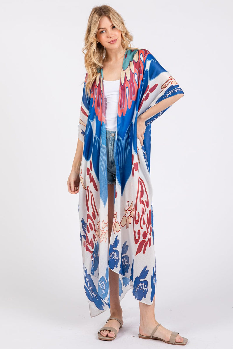 MS0441 Boho Print Long Kimono - MiMi Wholesale