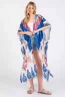 MS0441 Boho Print Long Kimono - MiMi Wholesale