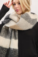 MS0451 Multi Color Striped Brushed Fringe Scarf - MiMi Wholesale