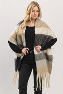 MS0451 Multi Color Striped Brushed Fringe Scarf - MiMi Wholesale