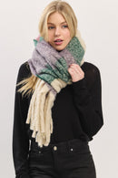 MS0451 Multi Color Striped Brushed Fringe Scarf - MiMi Wholesale