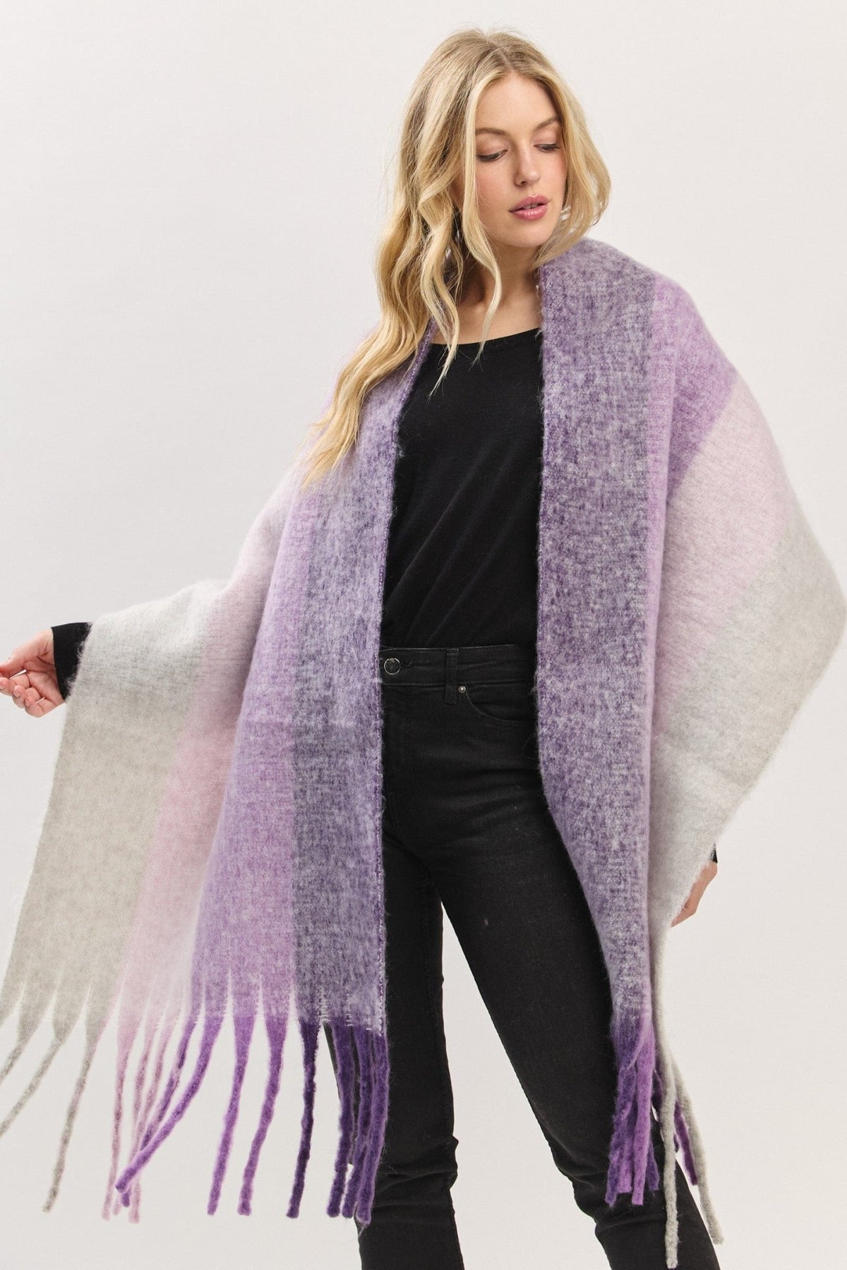 MS0452 Solid Brushed Fringe Scarf - MiMi Wholesale