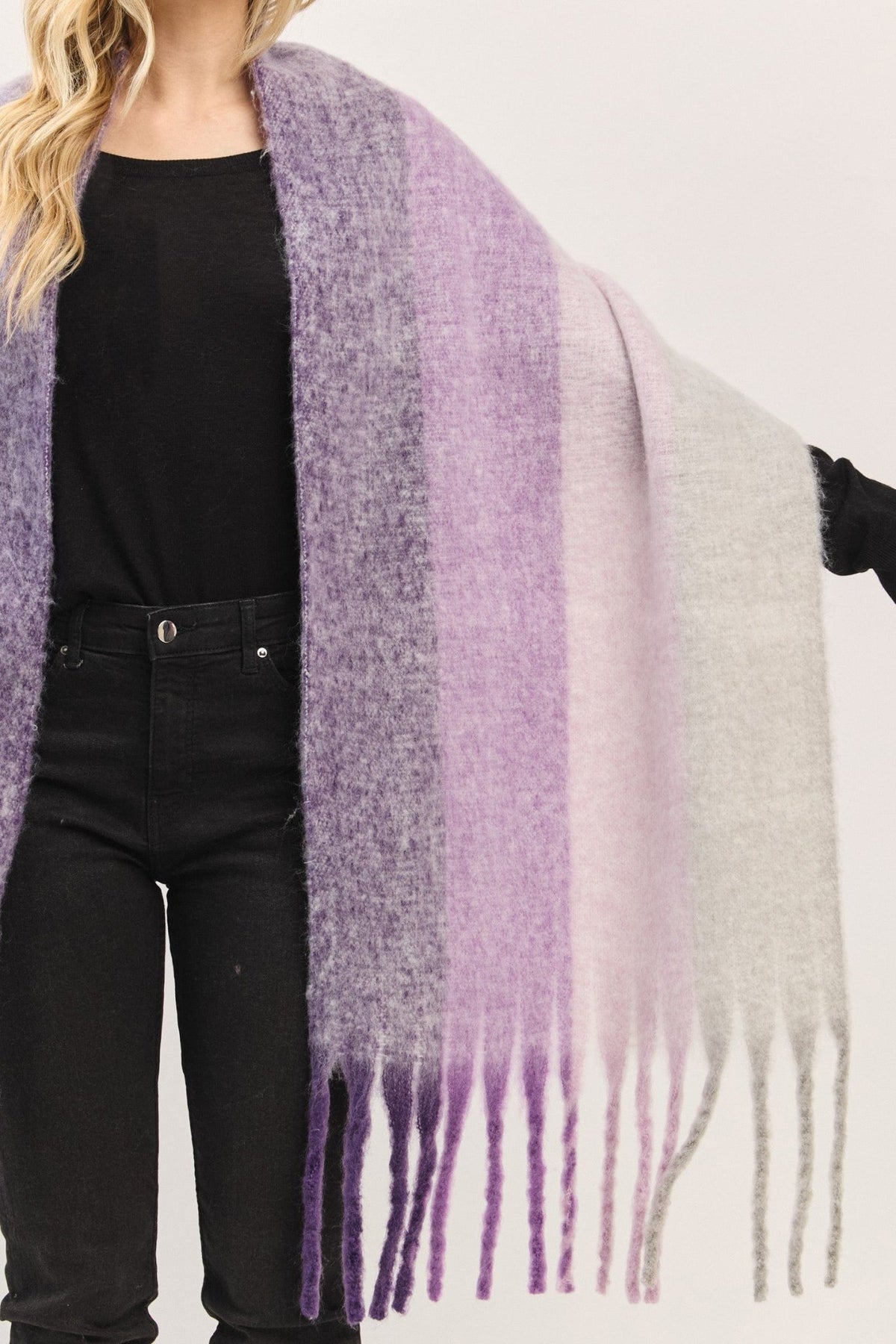 MS0452 Solid Brushed Fringe Scarf - MiMi Wholesale