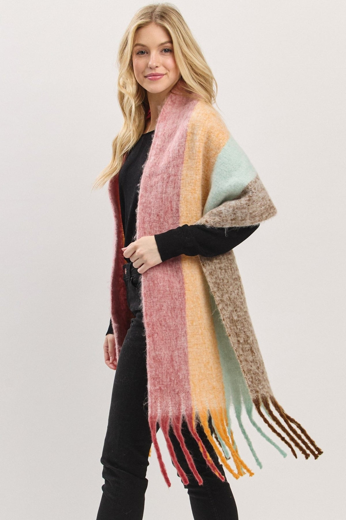 MS0452 Solid Brushed Fringe Scarf - MiMi Wholesale