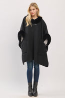 MS0454 Cape With Faux Fur Trim and Toggle Closure - MiMi Wholesale
