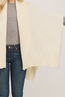 MS0455 Soft Knit Open Front Shawl With Ribbed Trim - MiMi Wholesale