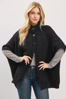 MS0463 Cable Knit Button Up Cape - MiMi Wholesale