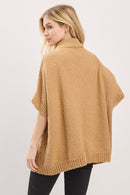 MS0463 Cable Knit Button Up Cape - MiMi Wholesale