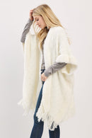 MS0465 Boucle Knit Soft Drape Fringe Shawl - MiMi Wholesale