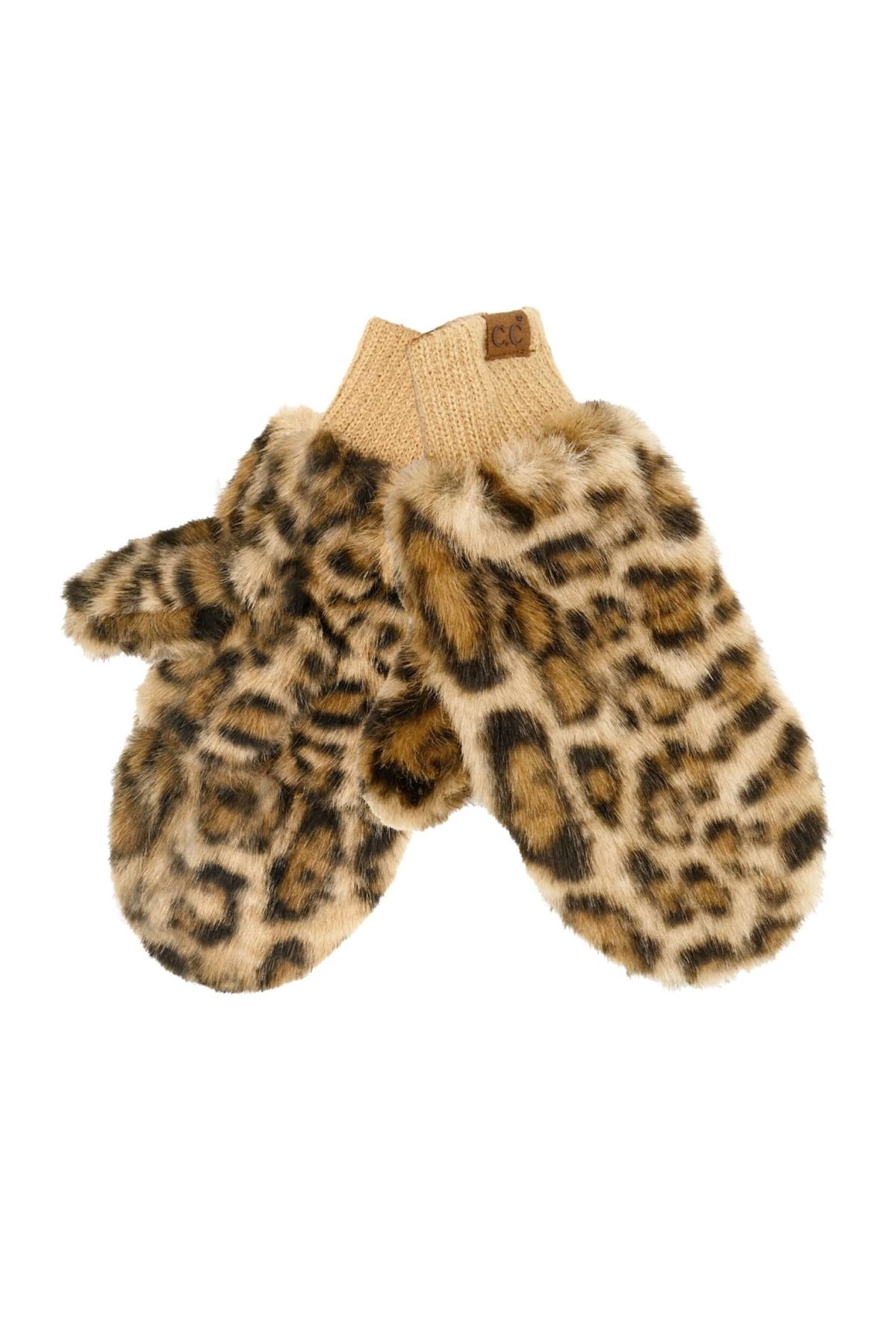 MTE0162 Ruby Leopard Faux Fur Mittens - MiMi Wholesale