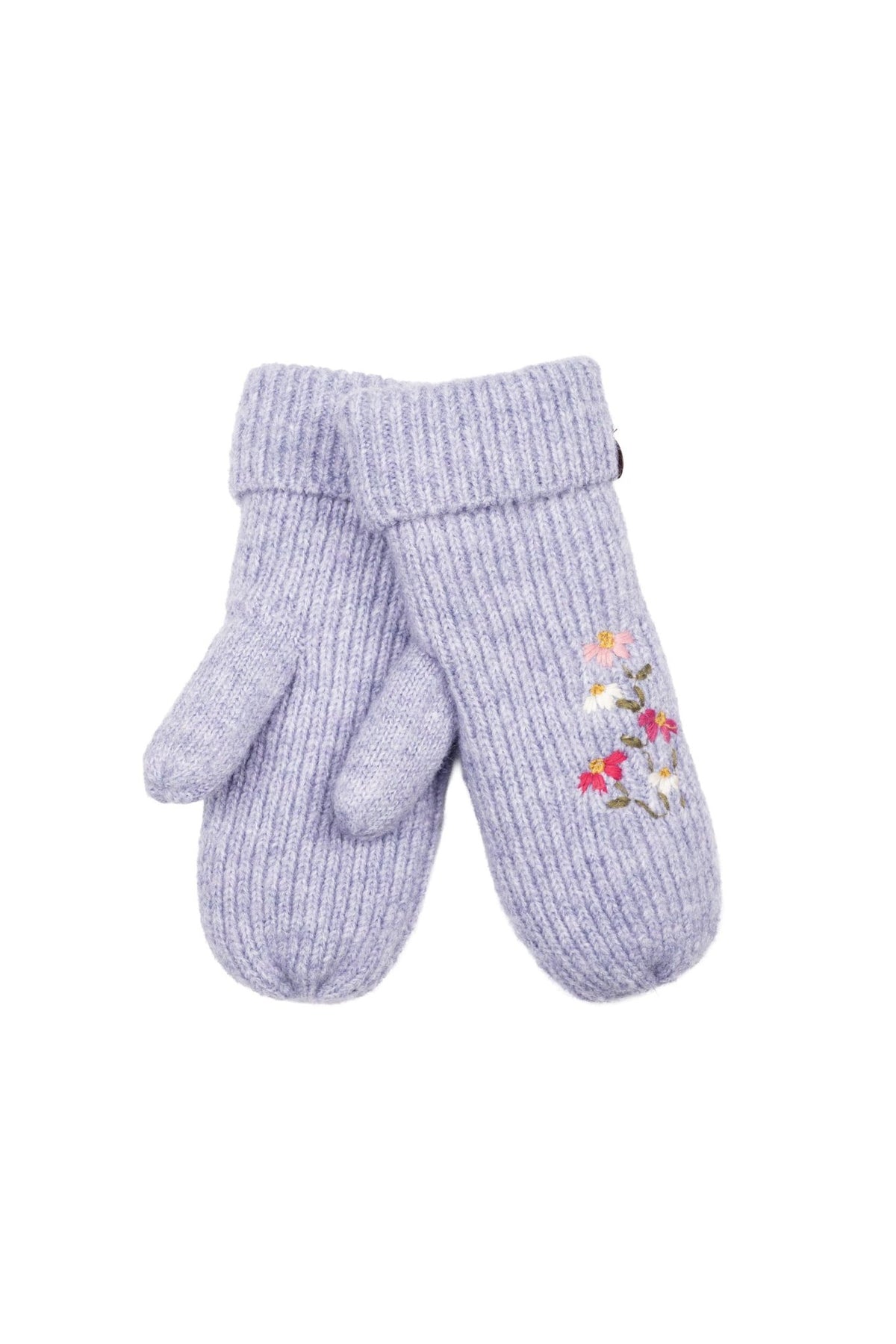 MTE0166 Iris Floral Embroidered Knit Mittens - MiMi Wholesale