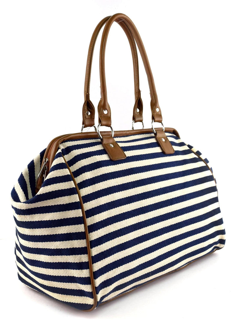 NS7000 Canvas Striped Duffel Bag - MiMi Wholesale