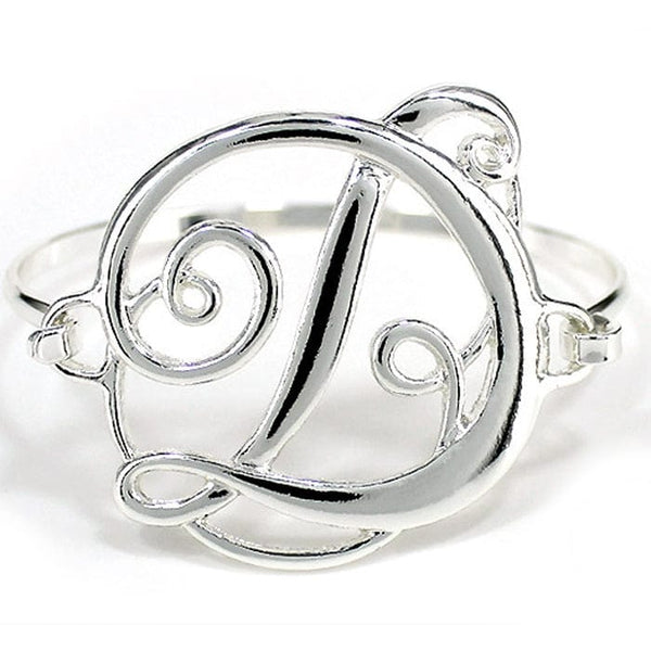 OB04828SV "D" Single Initial Wire Bracelet - MiMi Wholesale