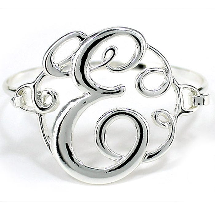 OB04829SV "E" Single Initial Wire Bracelet - MiMi Wholesale