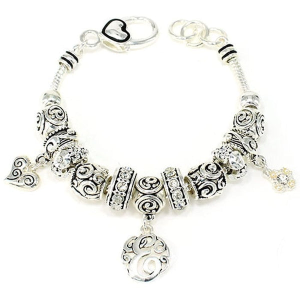 OB06327ASCRY "E" Inital Multibeads Bracelet - MiMi Wholesale