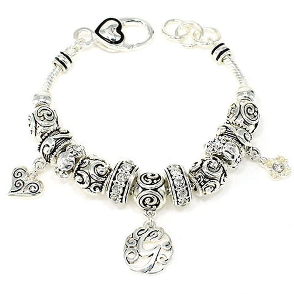 OB06328ASCRY "G" Inital Multibeads Bracelet - MiMi Wholesale