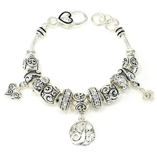 OB06330ASCRY "J" Inital Multibeads Bracelet - MiMi Wholesale