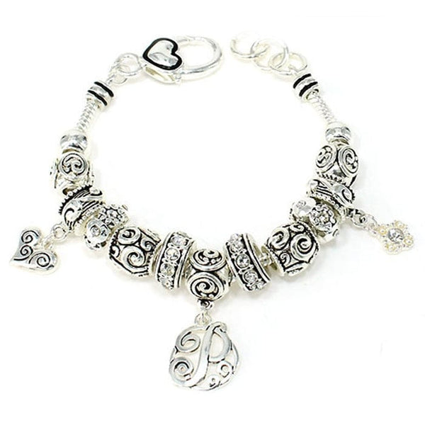 OB06335ASCRY "P" Inital Multibeads Bracelet - MiMi Wholesale