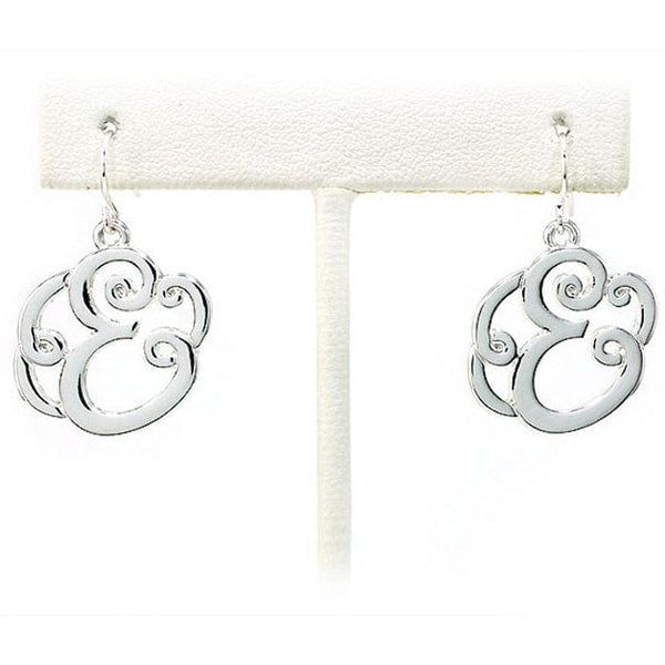 OE1540SV "E" Single Initial Earrings - MiMi Wholesale