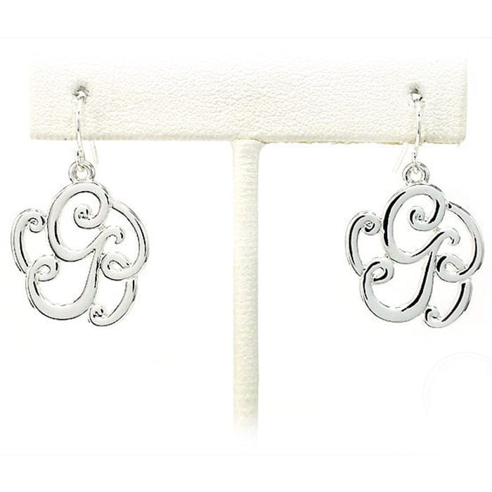 OE1541SV "G" Single Initial Earrings - MiMi Wholesale