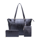 OS1009W Iris 3-Piece Ostrich Croc Tote Bag Set - MiMi Wholesale