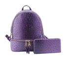 OS1062 Ostrich Crocodile Backpack and Wallet Set - MiMi Wholesale